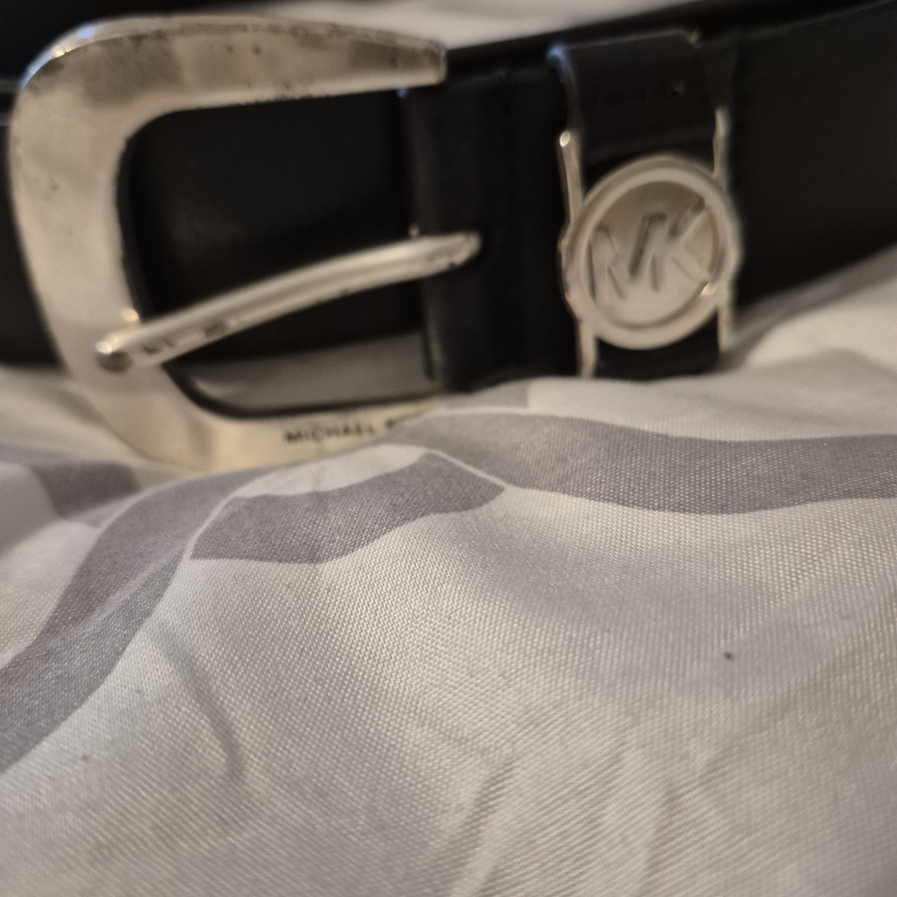 Michael Kors Black Belt with Silver Accents
